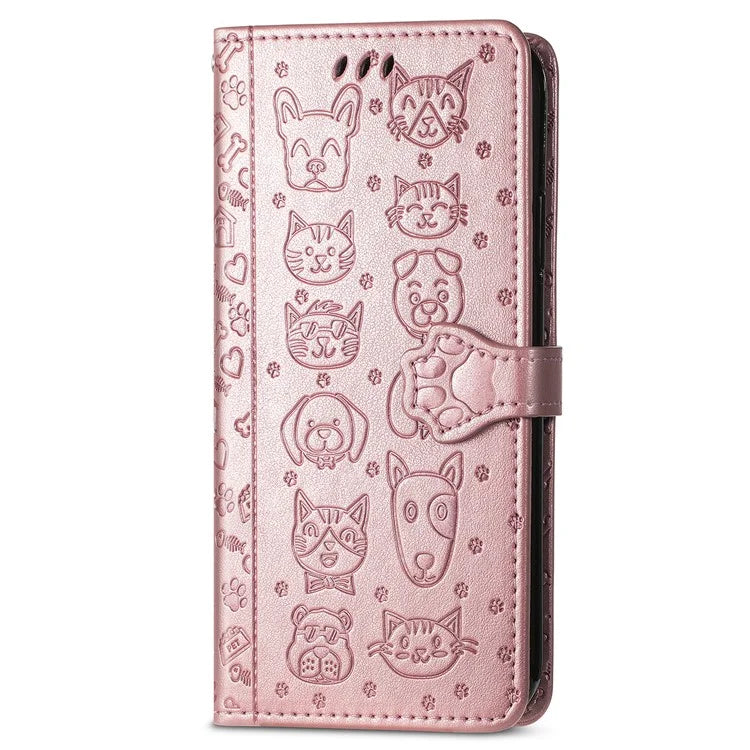 For Xiaomi Redmi Note 13 4G Case Cat and Dog Pattern PU Leather Flip Protective Phone Cover