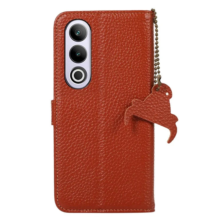 For OnePlus Ace 3V 5G Case RFID Blocking Litchi Texture Genuine Cow Leather Phone Cover