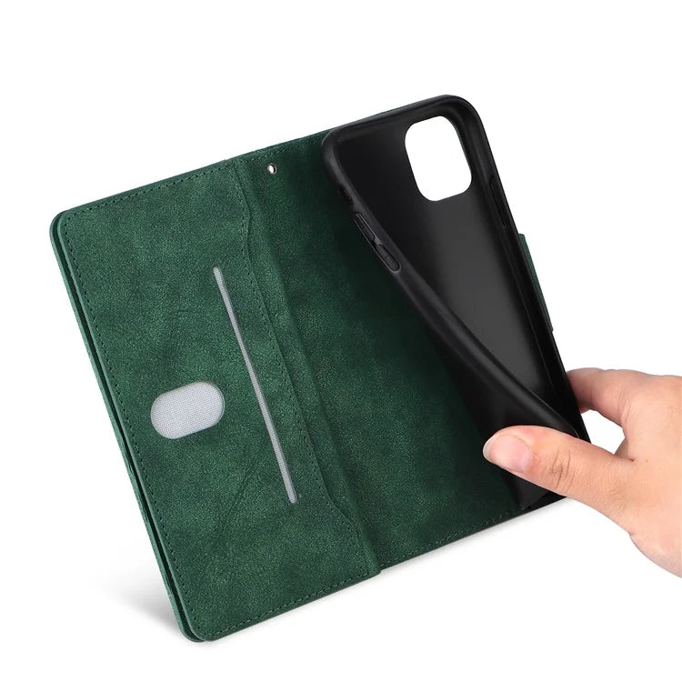 For iPhone 11 Case PU Leather Stand Phone Cover with Rivet Decor
