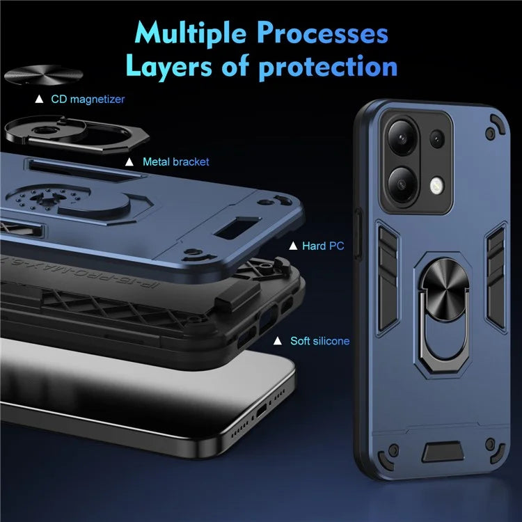 For Xiaomi Redmi Note 13 4G Case PC+TPU Shock-Absorption Phone Cover Support Magnetic Car Mount