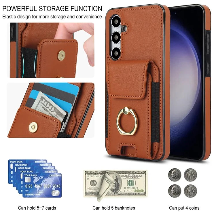 For Samsung Galaxy S23 FE Case Elastic Card Slot PU Leather+TPU Phone Cover