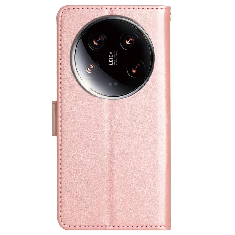 For Xiaomi 14 Ultra Wallet Phone Case Butterfly Pattern PU Leather Flip Cover