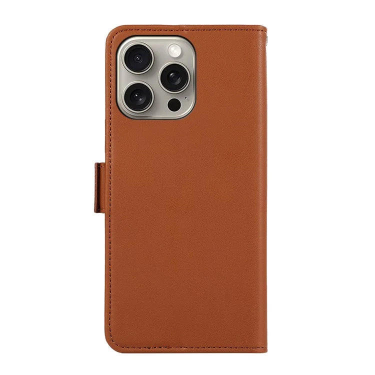 ABEEL For iPhone 15 Pro Max Shockproof Phone Shell Soft PU Leather Phone Stand Case FID Blocking Wallet