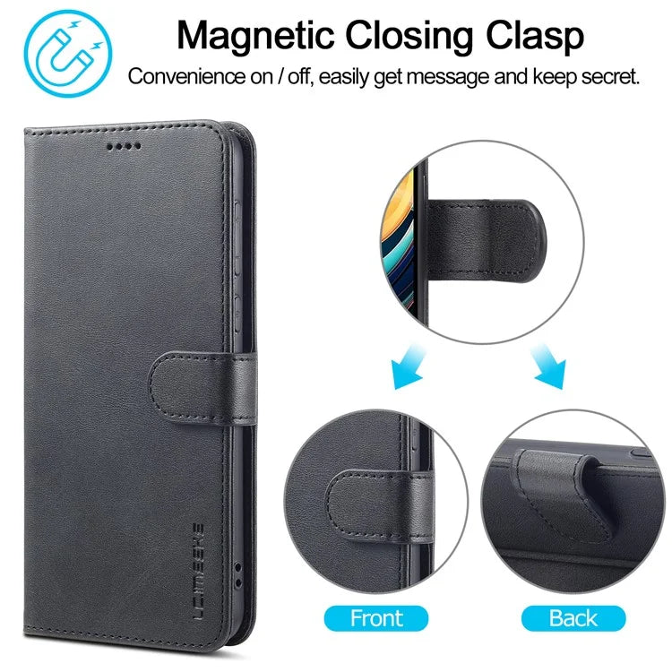 LC.IMEEKE For Xiaomi Redmi A3 / Poco C61 4G Case Calf Texture Flip Stand Shockproof Phone Cover