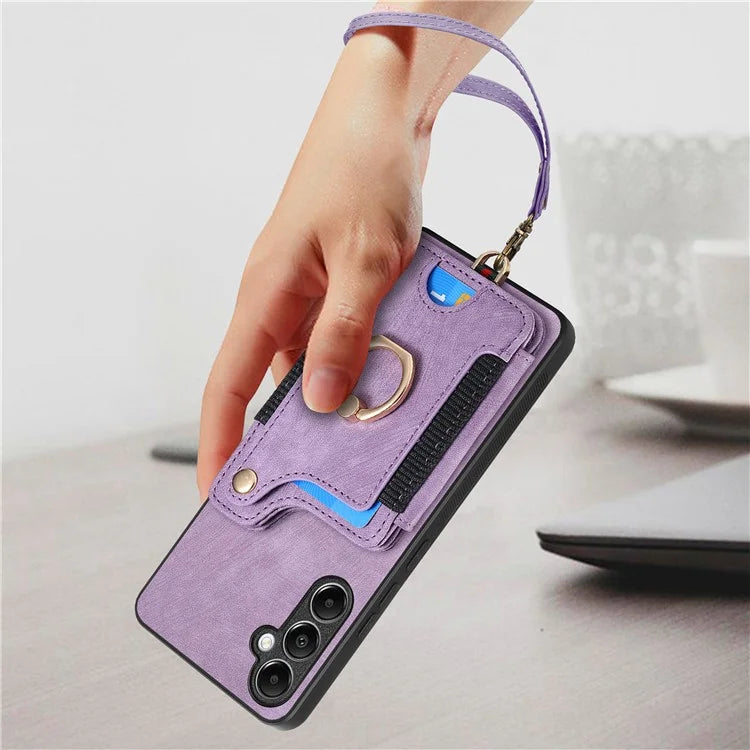 D4 For Samsung Galaxy A14 4G / 5G Case with Card Holder RFID Blocking Retro Leather Back Cover