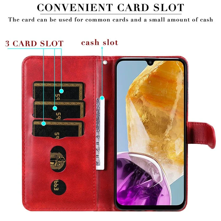For Samsung Galaxy M15 5G / F15 5G Case Calf Texture Zipper Pocket Phone Stand Cover