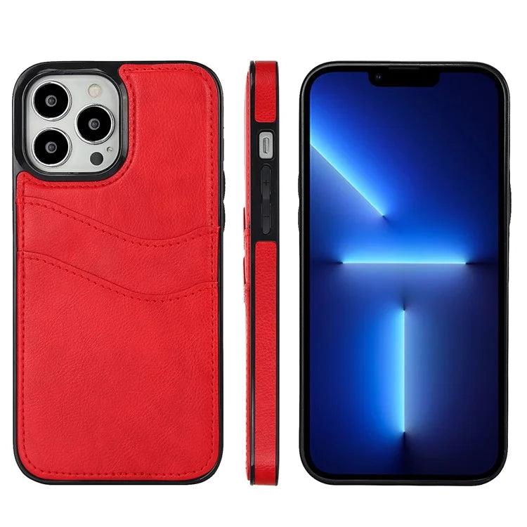 For iPhone 12 / 12 Pro Case Card Holder PU+TPU Phone Shell