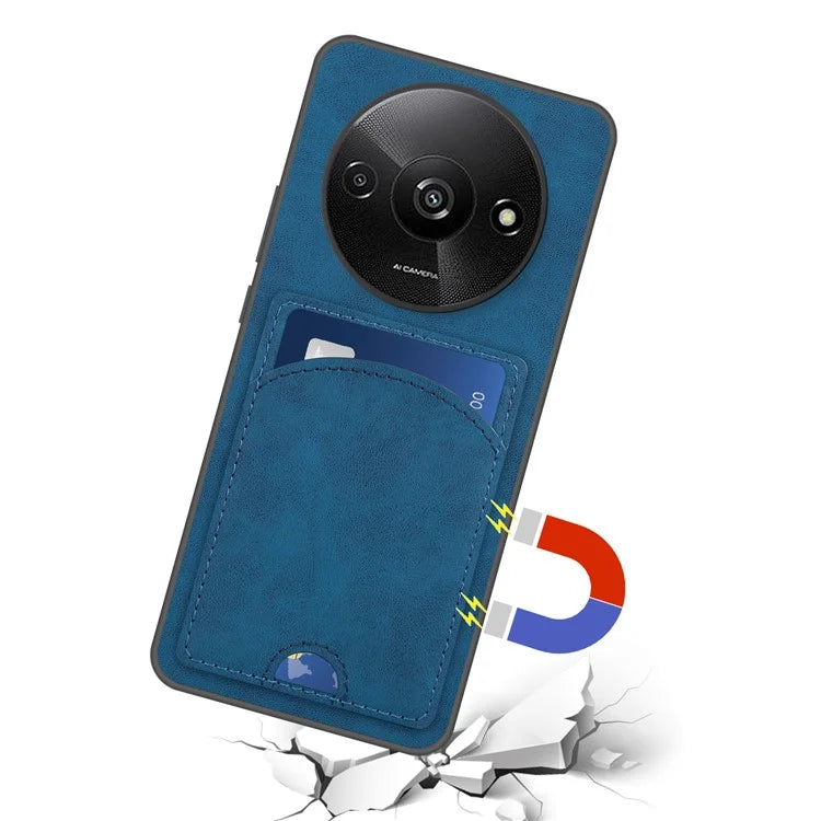 For Xiaomi Redmi A3 / Poco C61 4G Case Card Holder PU+PC+TPU Phone Cover with Kickstand