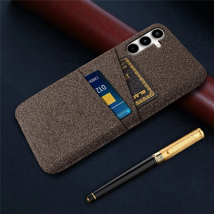 For Samsung Galaxy A25 5G (Global) (161.0 x 76.5 x 8.3mm) Case 2 Card Slots Cloth+PC Hard Protective Cover