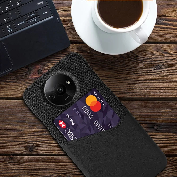 For Xiaomi Redmi A3 / Poco C61 4G Protective Case Card Slot PU+PC Phone Cover