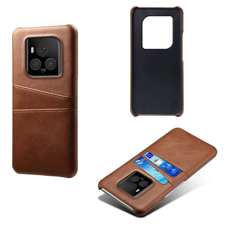 For Honor Magic6 Ultimate 5G Case with 2 Card Slots Dual Layer PU Leather+PC Phone Cover
