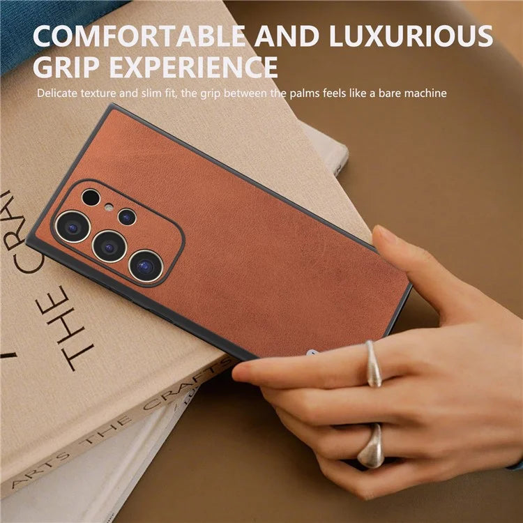 ABEEL For Samsung Galaxy S24 Ultra Case Leather+PC+TPU Hybrid Phone Cover