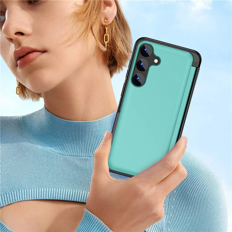For Samsung Galaxy S23 FE Case Card Holder Shockproof TPU+PC Phone Cover with Flip Kickstand