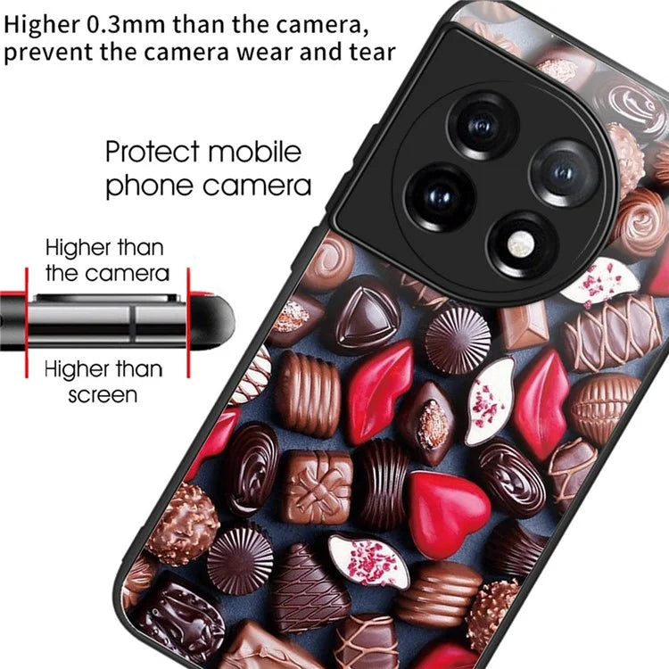 For OnePlus Ace 3 5G / 12R 5G Case Pattern Anti-Scratch Tempered Glass Back Cover