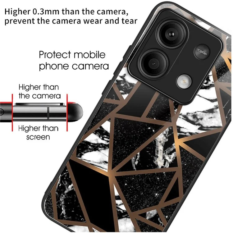 For Xiaomi Redmi Note 13 5G Tempered Glass Case Marble Pattern Design Phone Cover