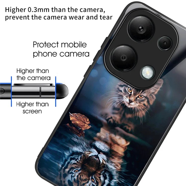 For Xiaomi Redmi Note 13 Pro 4G / Poco M6 Pro 4G Phone Case TPU+Tempered Glass Cover Pattern Print