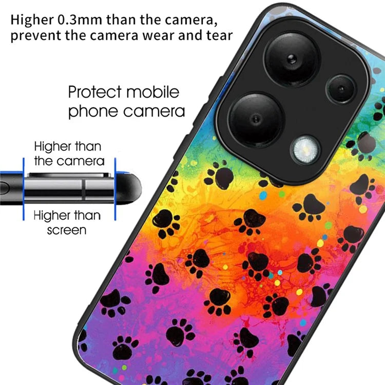For Xiaomi Redmi Note 13 Pro 4G / Poco M6 Pro 4G Pattern Printing Case Tempered Glass TPU Slim Phone Cover
