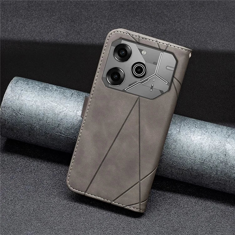 BINFEN COLOR BF05 For TECNO Pova 6 5G / Tecno Pova 6 Pro 5G Case Imprinted Geometric Leather Phone Cover