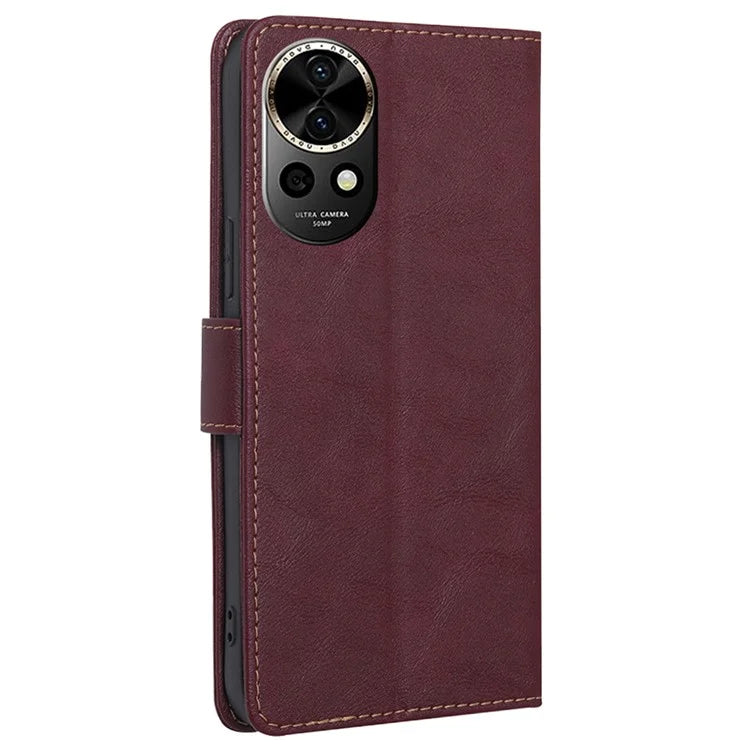 For Huawei nova 12 5G Case PU Leather RFID Blocking Card Slots Stand Phone Cover