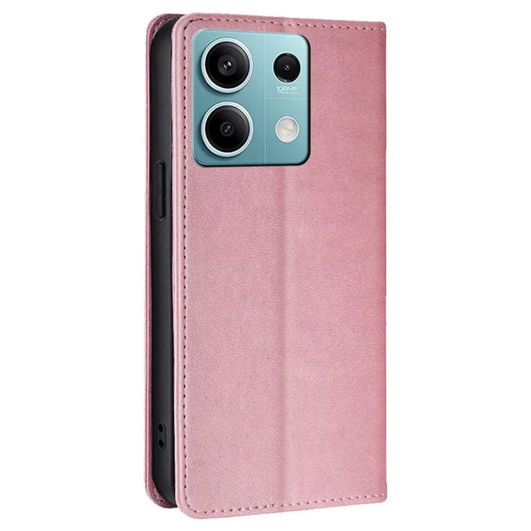For Xiaomi Redmi Note 13 4G Case PU Leather Stand Magnetic Closure Flip Phone Cover Wallet