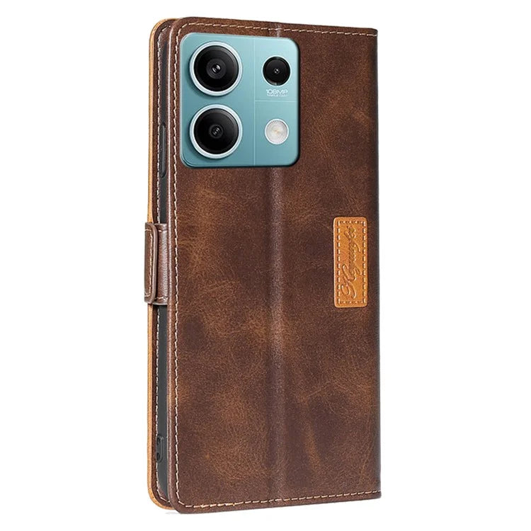 For Xiaomi Redmi Note 13 4G Magnetic Phone Case Dual-color PU Leather Stand Cover