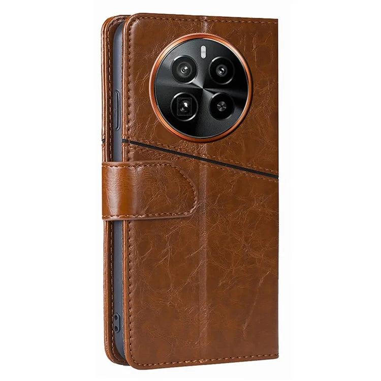 For Realme GT5 Pro 5G Leather Case Geometric Splicing Wallet Phone Cover