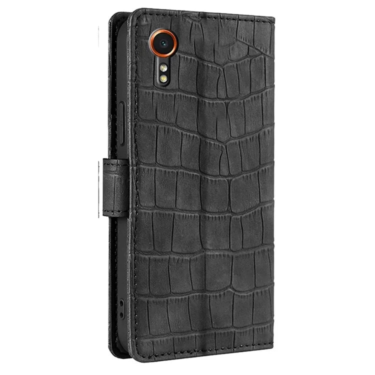 For Samsung Galaxy Xcover7 Case Crocodile Texture Leather Wallet Phone Cover