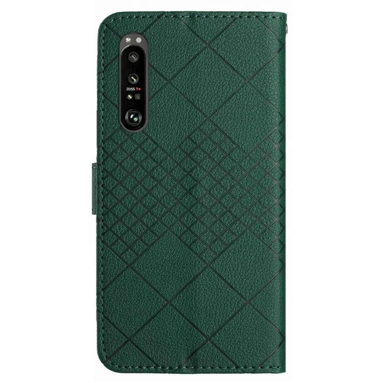 HT06 For Sony Xperia 1 VI Wallet Case PU Leather Imprinted Rhombus Phone Cover