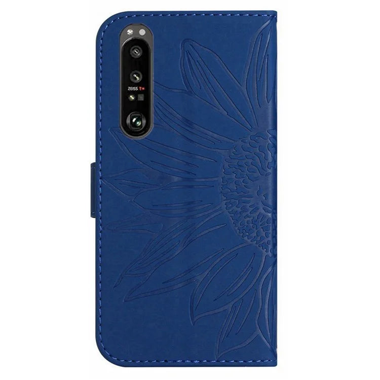 HT04 For Sony Xperia 1 VI Case Sunflower Leather Wallet Stand Phone Cover with Wrist Strap