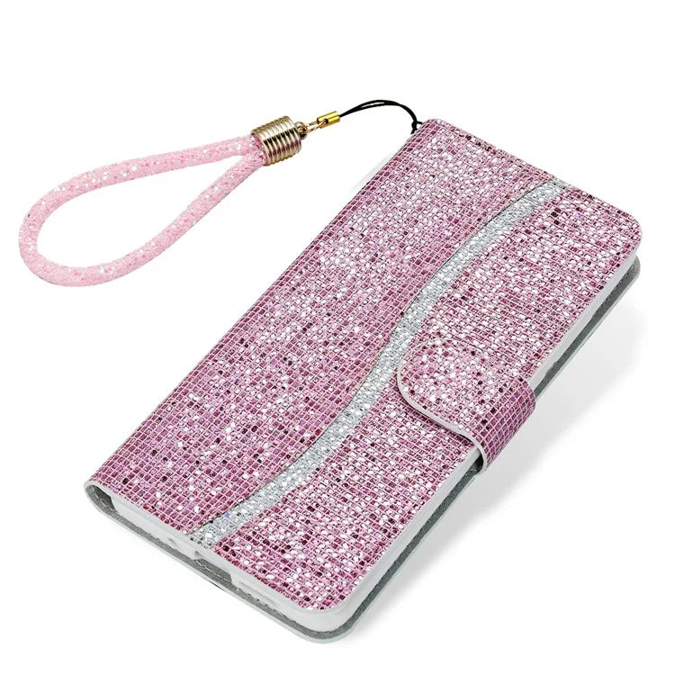 For Samsung Galaxy A15 5G Leather Case Glitter Splicing Phone Cover with Wallet Card Slots