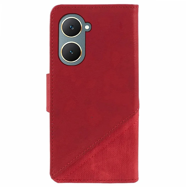 For vivo Y03 Case Splicing Design Leather Wallet Stand Phone Cover