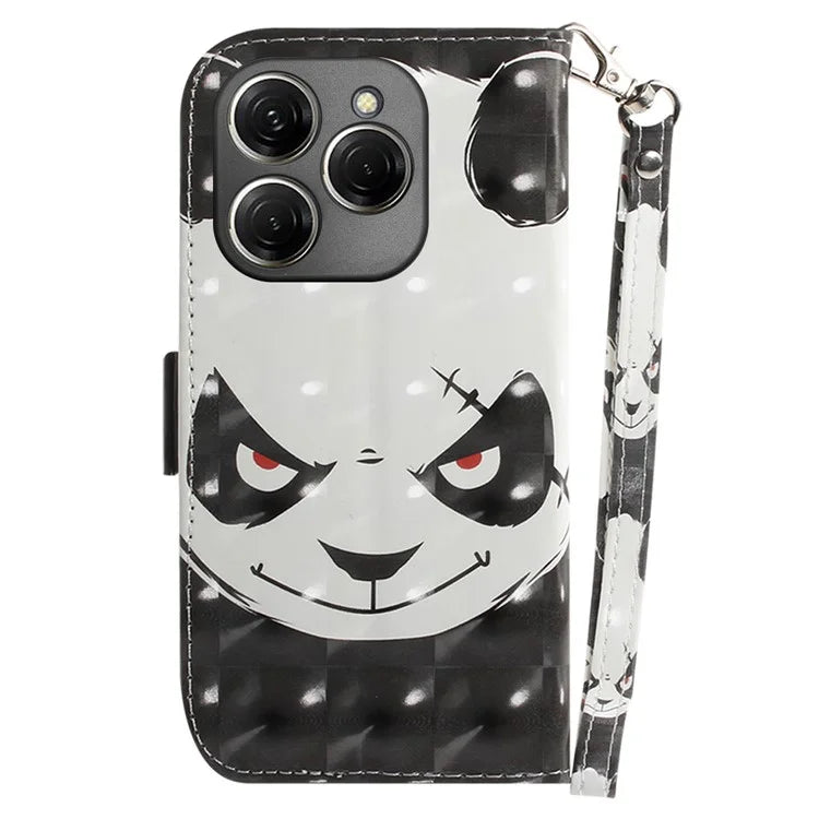 For TECNO Spark 20 Pro Case Pattern Printing Leather Wallet Cover with Strap