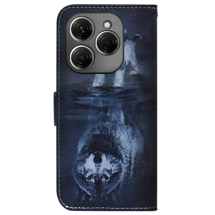 For TECNO Spark 20 Pro Case Pattern Printing Leather Shock-Absorbent Mobile Phone Cover and Wolf