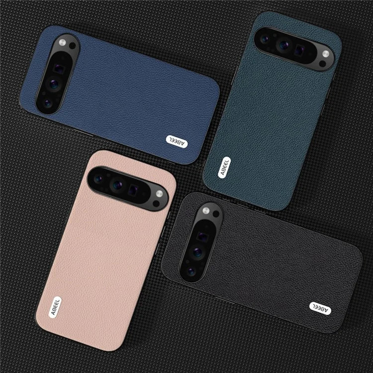 ABEEL For Google Pixel 9 Pro XL Case Litchi Textured Cowhide Leather Coated TPU+PC Phone Cover