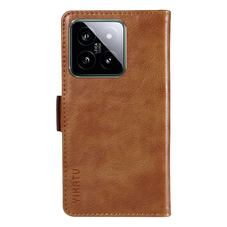 YIKATU YK-007 For Xiaomi 14 Case Litchi Texture Leather Phone Cover with Magnetic Clasp