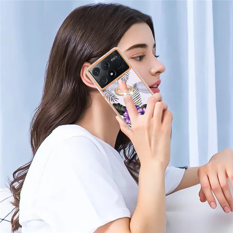 YB IMD Series-6 For Xiaomi Poco X6 Pro 5G / Redmi K70E 5G Kickstand Case Electroplating TPU Phone Cover