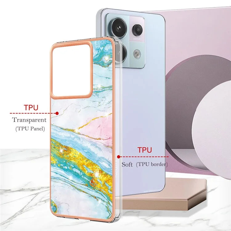 YB IMD Series-2 For Xiaomi Redmi Note 13 Pro 5G / Poco X6 5G Case Marble Pattern Electroplating TPU Cover