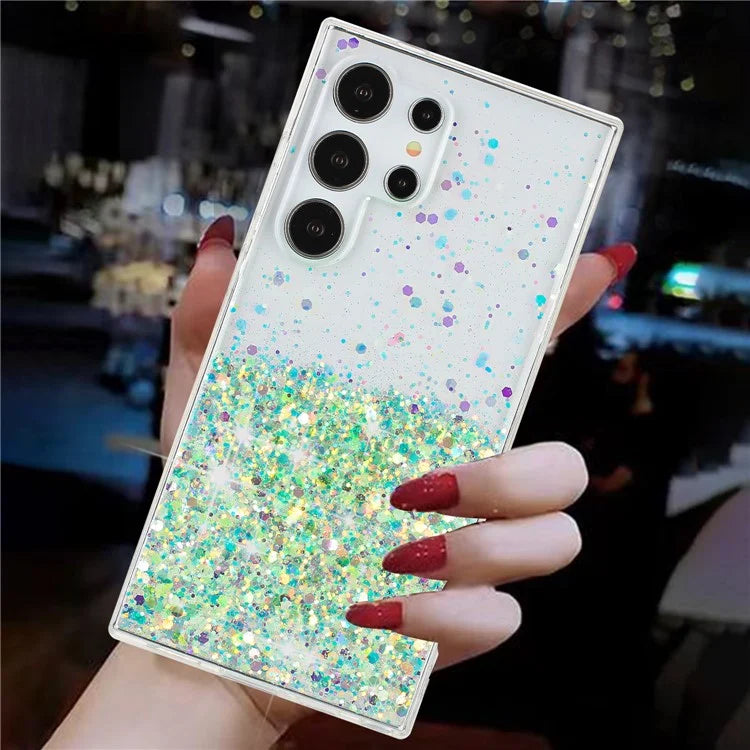 For Samsung Galaxy S23 Ultra Case Epoxy Glitter Sparkle Luminous TPU Phone Cover