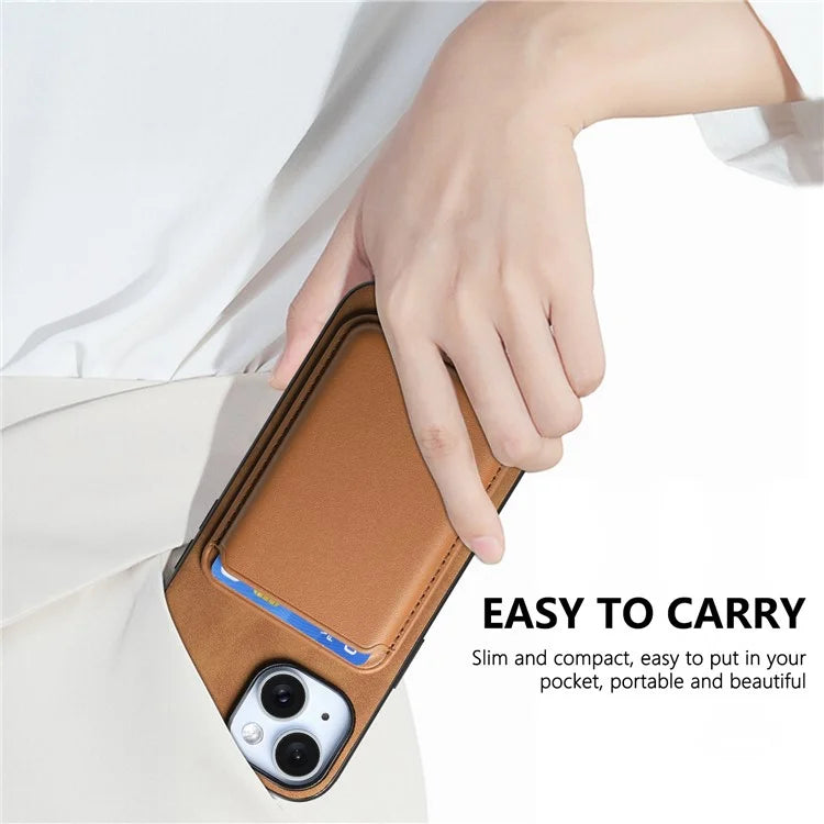 B2 For iPhone 15 Case Leather+TPU Phone Cover with Detachable Magnetic Card Holder