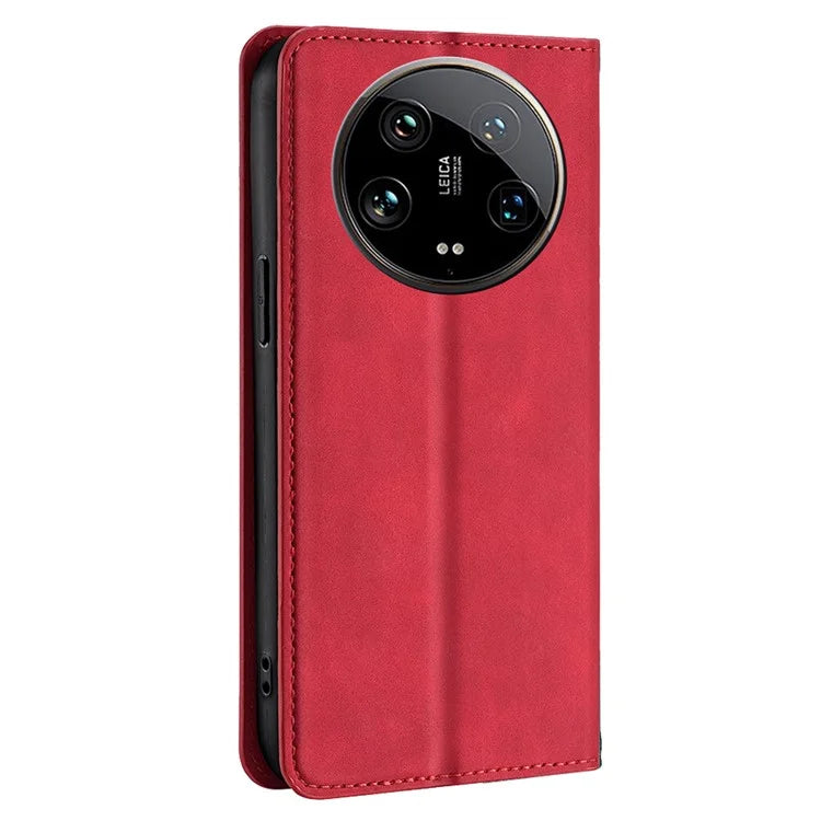 For Xiaomi 14 Ultra Case Skin Feeling PU Leather Phone Cover with Card Slots