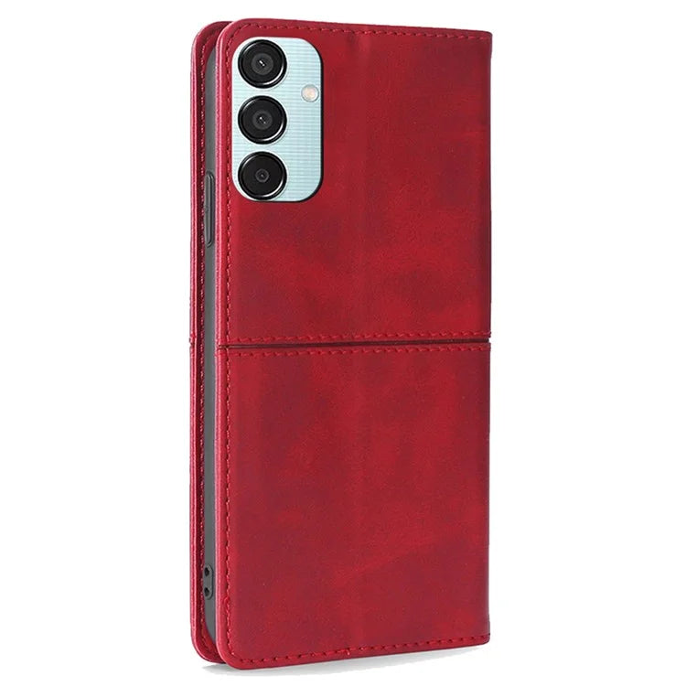 For Samsung Galaxy M15 5G Case Cowhide Texture PU Leather Phone Cover with Card Holder