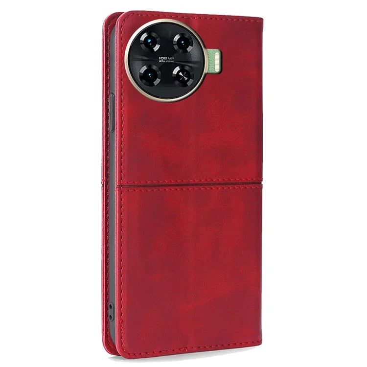 For TECNO Spark 20 Pro+ Case PU Leather Stand Folio Cowhide Texture Phone Cover