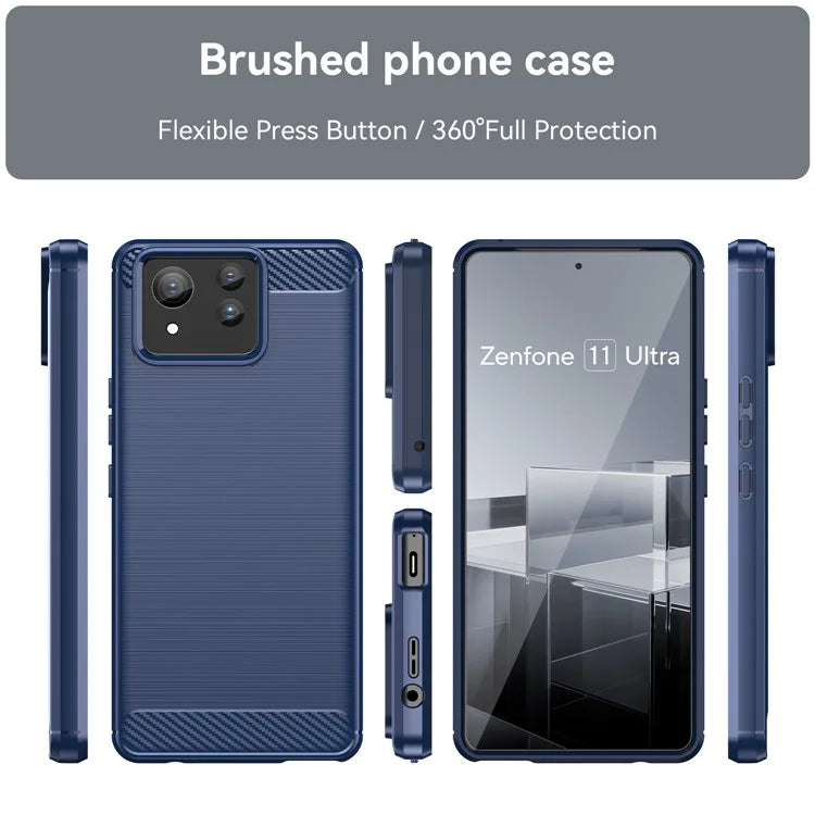 For Asus Zenfone 11 Ultra 5G TPU Case Carbon Fiber Texture Soft Phone Cover