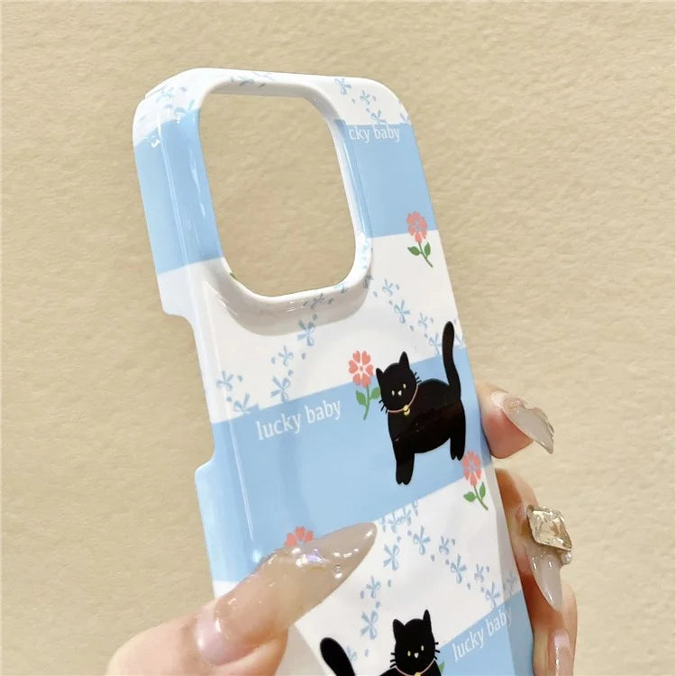 For iPhone 15 Pro Phone Cover Glossy Magnetic Phone Protective Shell Surface Graffiti Design