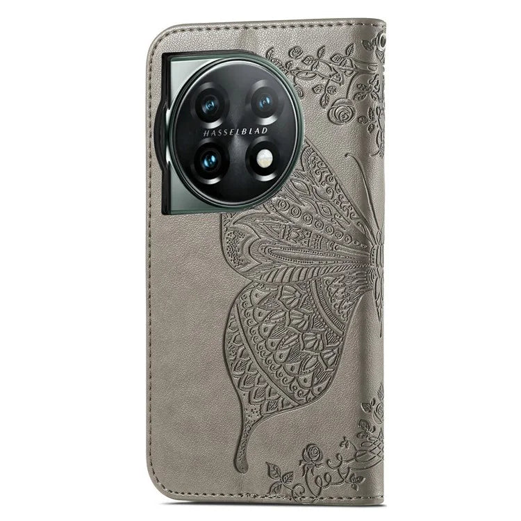For OnePlus 12 5G Case PU Leather Butterfly Pattern Magnetic Flip Phone Cover