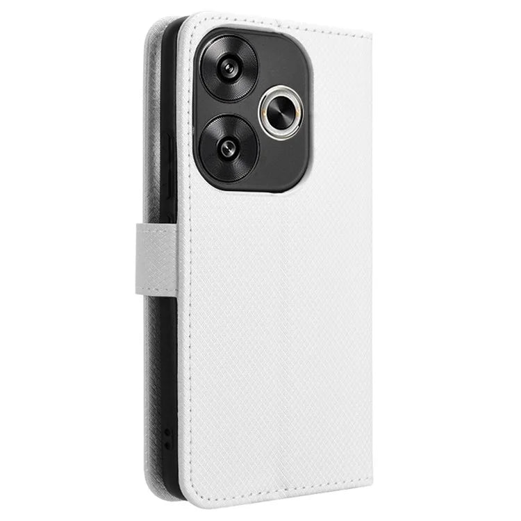 For Xiaomi Redmi Turbo 3 5G / Poco F6 5G Case Diamond Texture Foldable Stand Phone Cover with Hand Strap