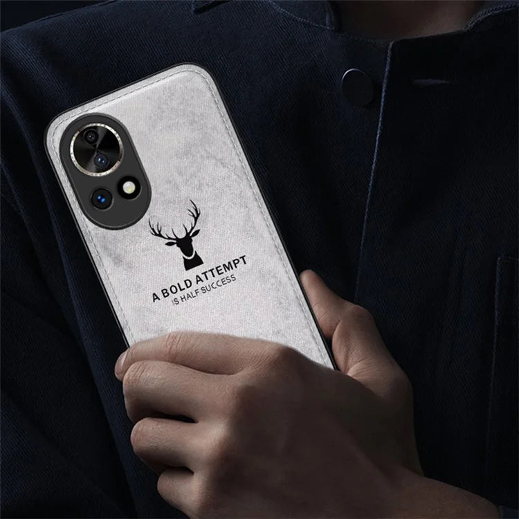 Phone Cover for Huawei nova 12 5G Case Deer Pattern Cloth Texture Leather+PC+TPU Shell