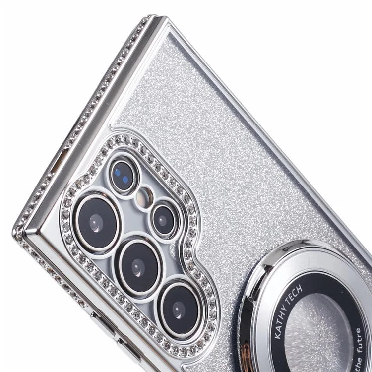 For Samsung Galaxy S22 Ultra 5G TPU Case Gradient Phone Cover with Kickstand / Rhinestone