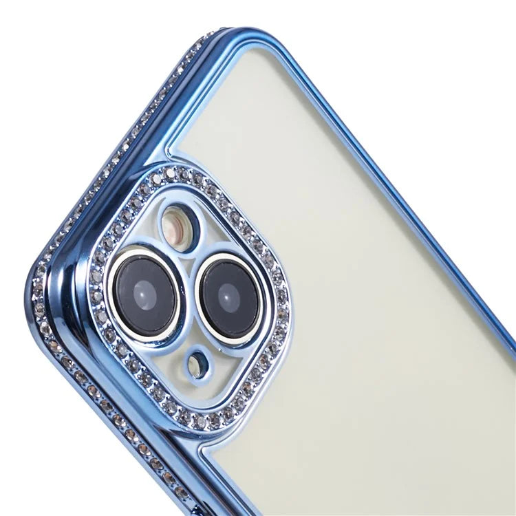 For iPhone 13 Case TPU Flexible Smart Phone Cover with Rhinestones Decor