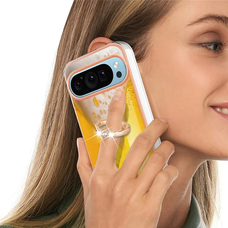 YB IMD Series-20 Style D for Google Pixel 9 / Pixel 9 Pro Case Electroplating 2.0mm TPU Protective Shell with Kickstand
